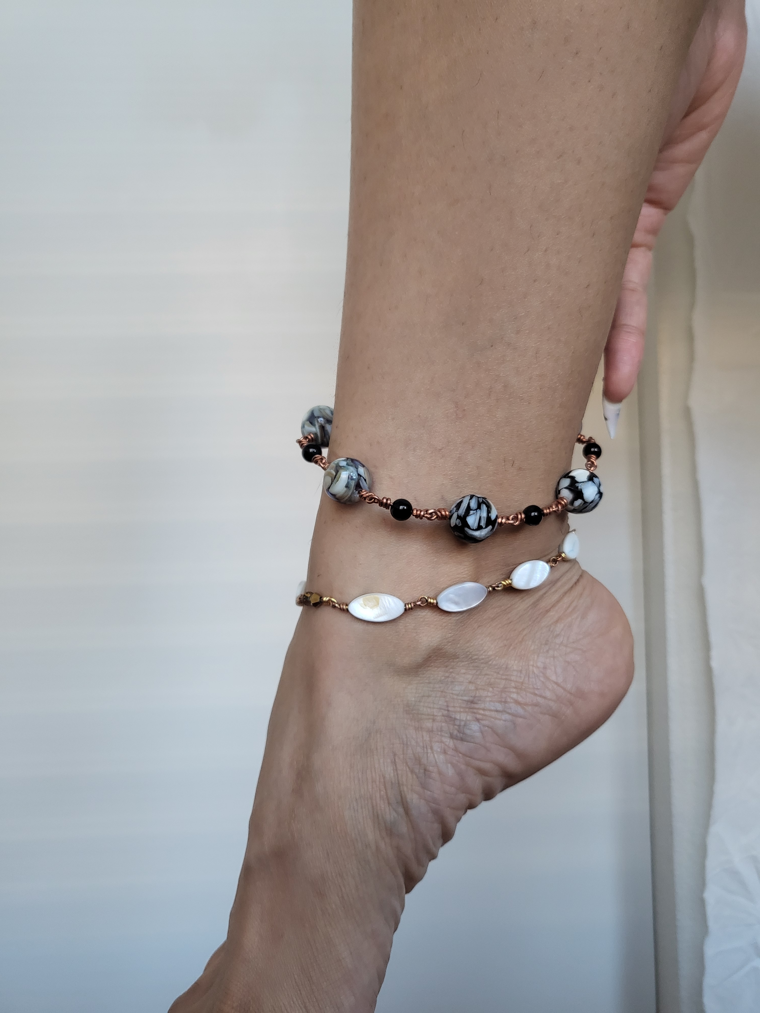 Black and White Anklet